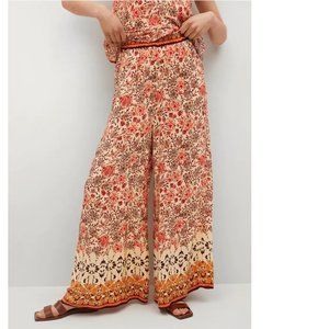 NWT MANGO - bohemian floral Elastic waist pants
